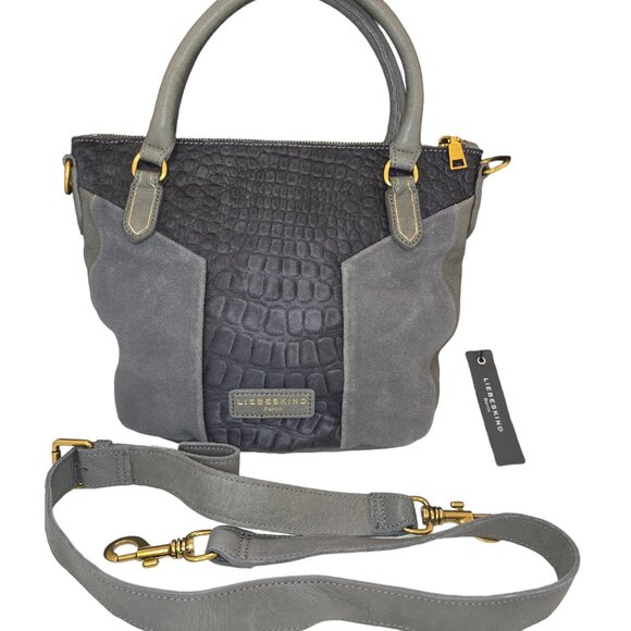 Liebeskind Berlin XGINA Reptile Grey Leather Satchel Handbag with Shoulder Strap - Picture 2 of 7